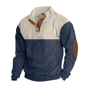 Casual Button Stand-collar Long Sleeve Pullover