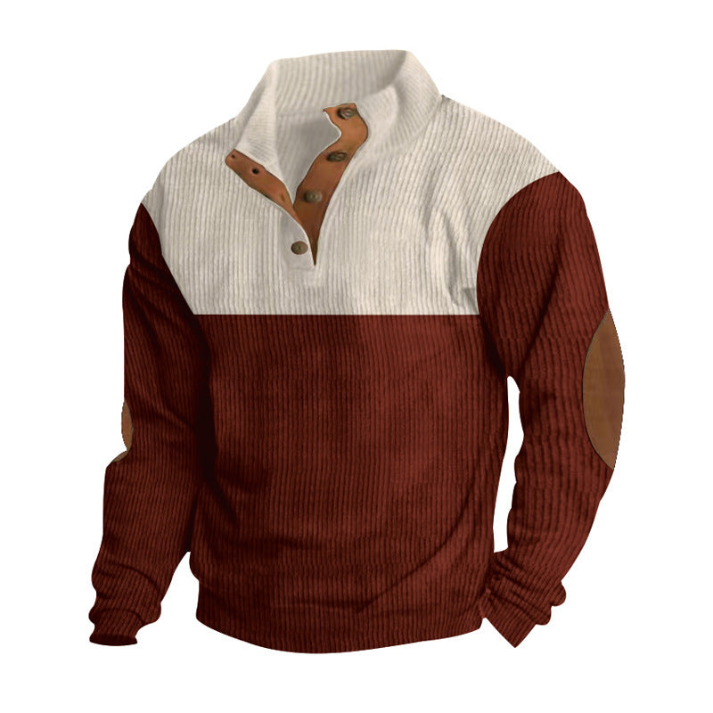 Casual Button Stand-collar Long Sleeve Pullover