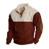 Casual Button Stand-collar Long Sleeve Pullover
