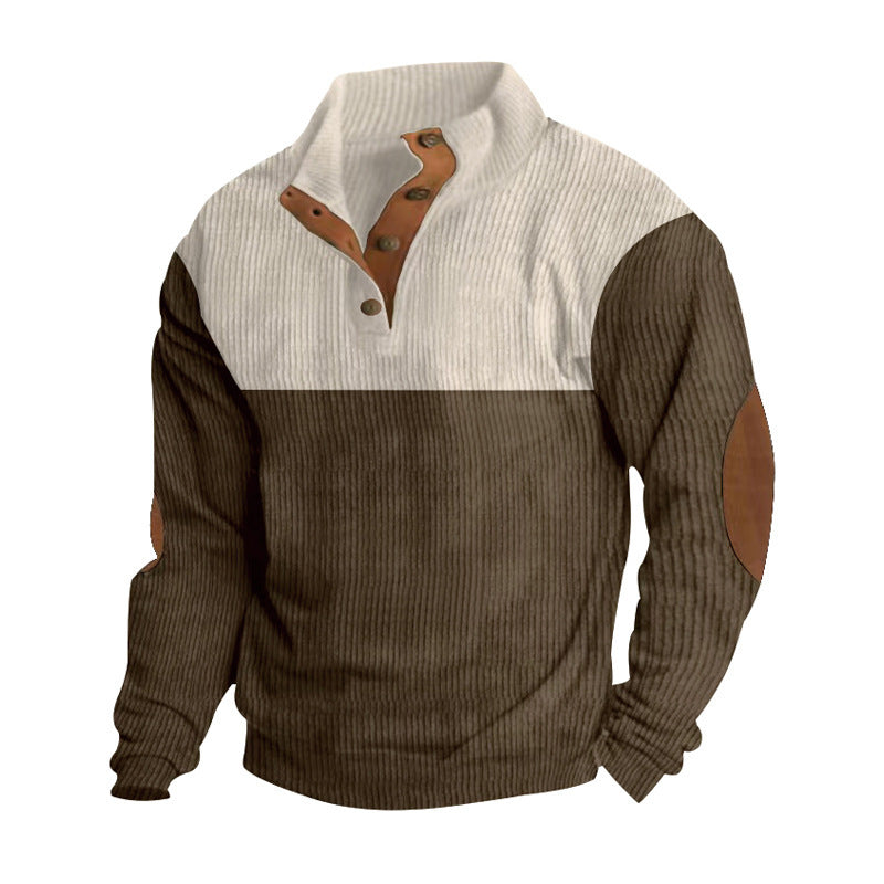 Casual Button Stand-collar Long Sleeve Pullover
