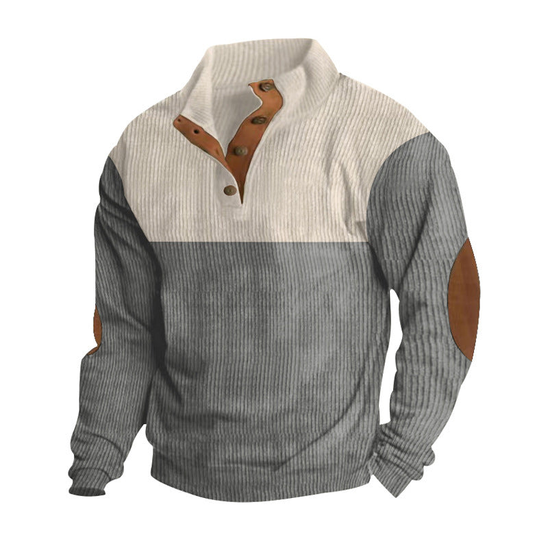 Casual Button Stand-collar Long Sleeve Pullover