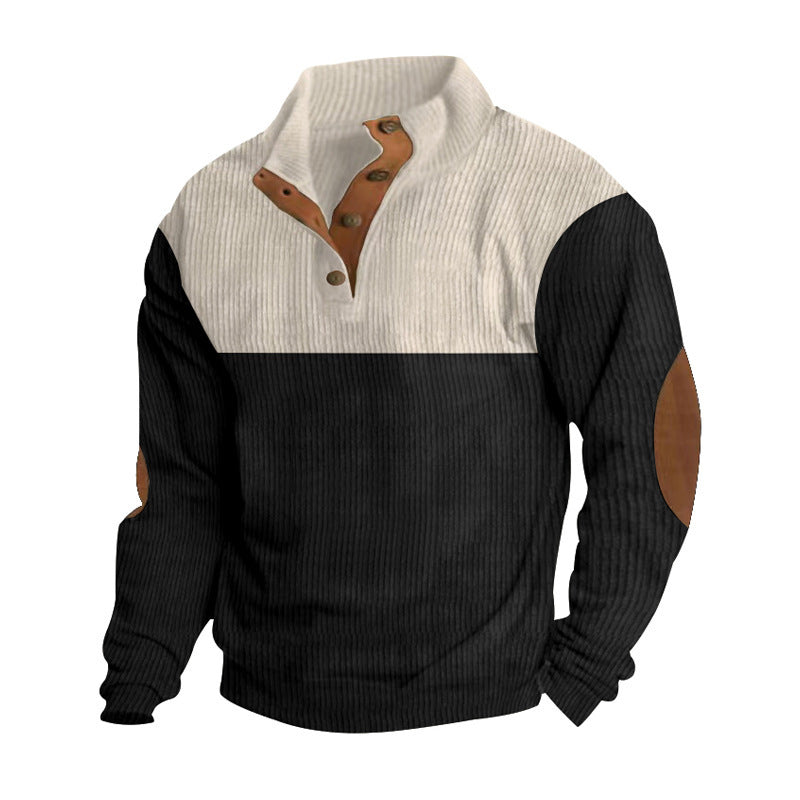 Casual Button Stand-collar Long Sleeve Pullover
